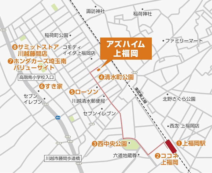 アズハイム上福岡のアクセスマップ