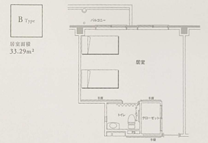 アズハイム中浦和の居室平面図B
