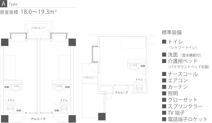 アズハイム市川アネックスの居室平面図A