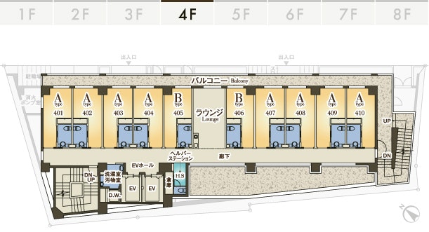 アズハイム文京白山の施設平面図4F