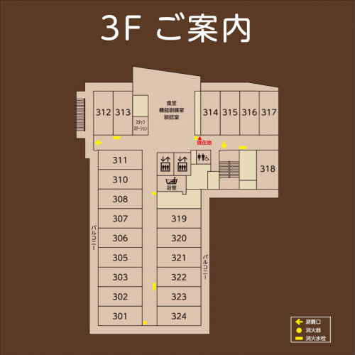 サンライズヴィラ横浜東寺尾の施設平面図3F