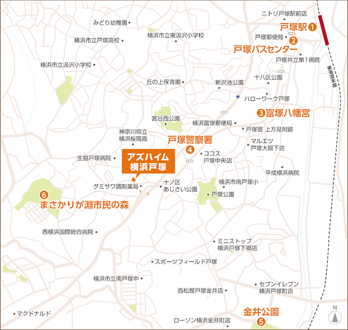 アズハイム横浜戸塚のアクセスマップ