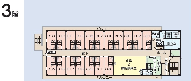 ニチイケアセンター伊勢原の平面図3F